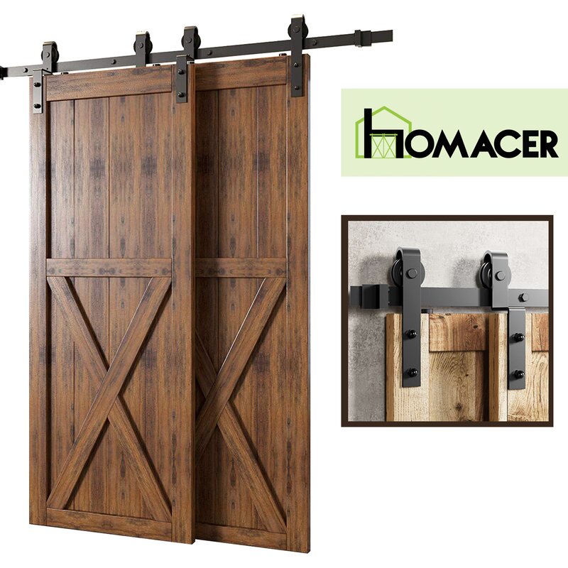 Homacer Classic Design Single Bypass Barn Door Hardware
